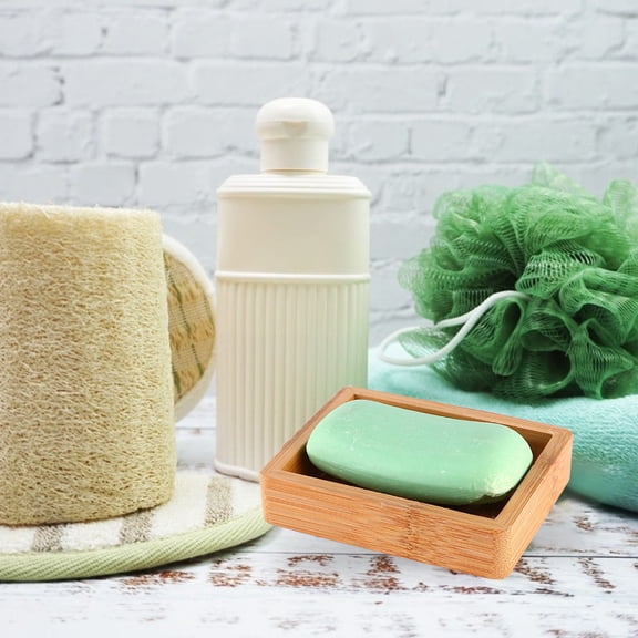 HAMPPLIES 1Pcs Solid Natural Wood Soap Dish Rectangular Draining For Bathroom Accessories