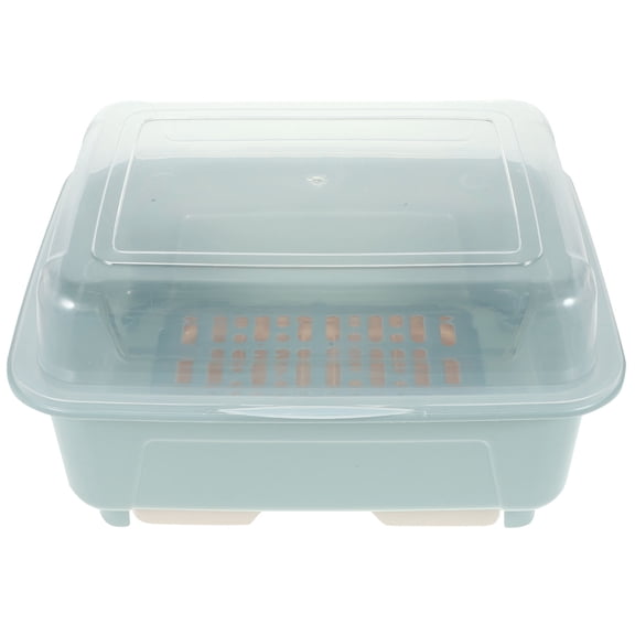 HAMPPLIES 1Pcs Storage Box Blue Rectangular ABS Dish Drain Kitchen Organization Nordic Style Dormitory Use