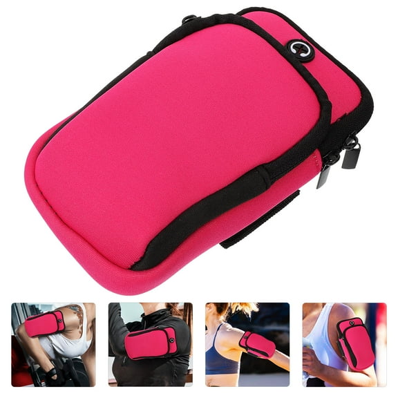 HAMPPLIES Phone Arm Holder Running Armband Rosy Polyester Fiber 1Set 6.9X4.1X2.0In
