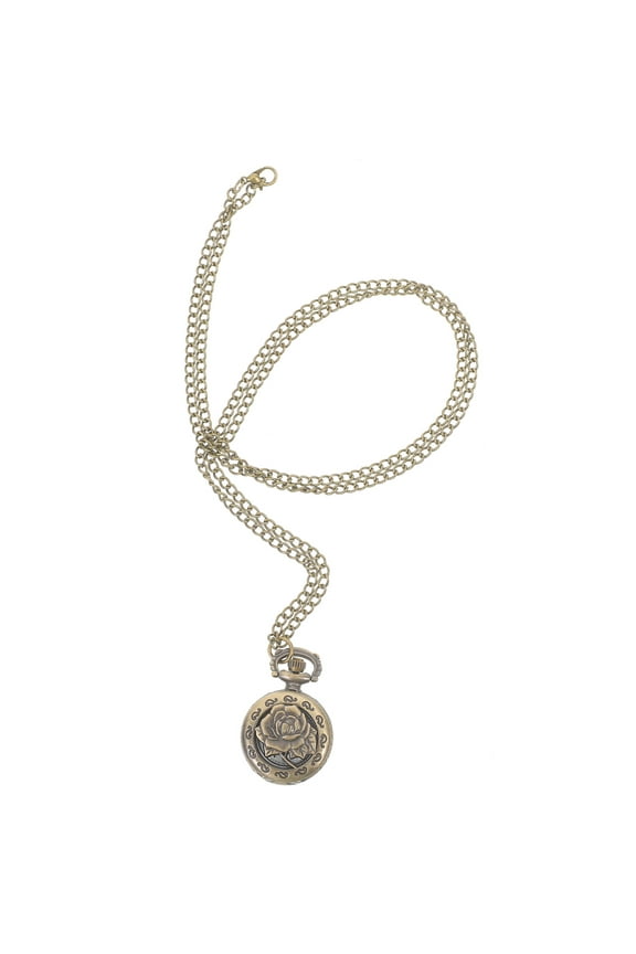 1Pcs Vintage Pocket Watch Necklace with Chain for Men and Women in Light Brown