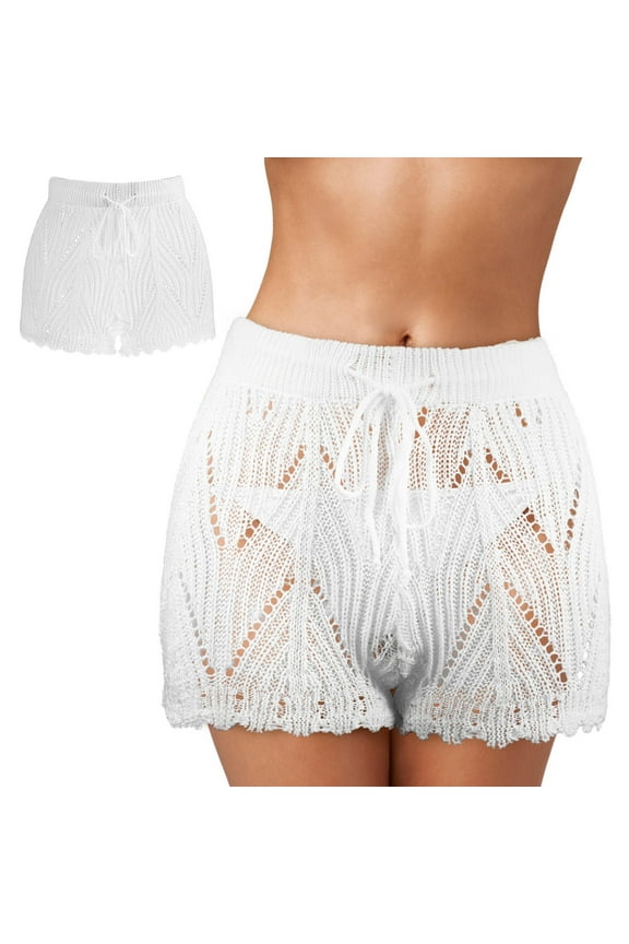 Crochet Beach Shorts Women Solid Color 1Pack 31.00X28.00X1.00CM