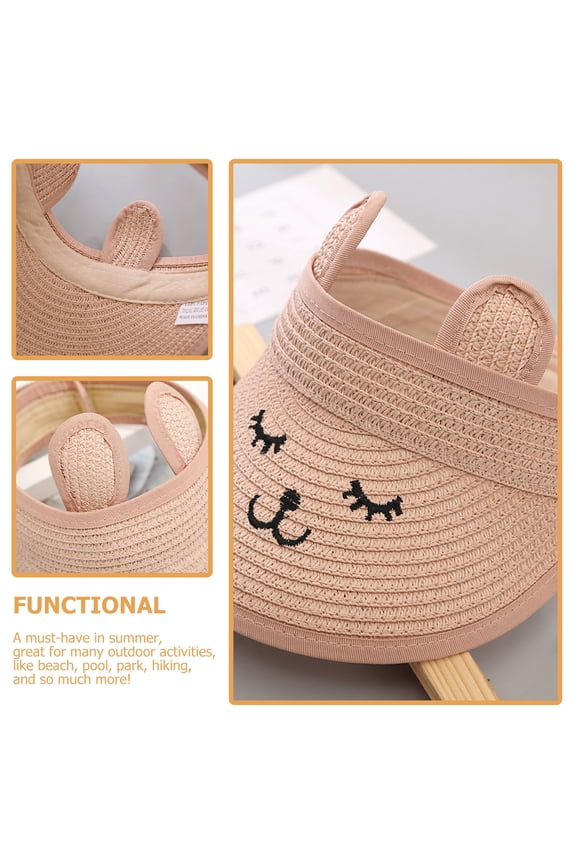 1Pcs Wide Brim Sun Visor Hat Pink for Women Sun Protection Friends Gathering