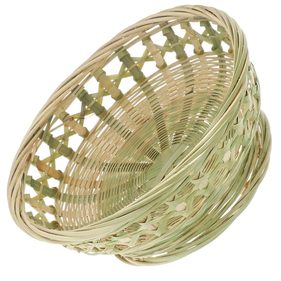 HAMPPLIES 1Set Bamboo Fruit Storage Basket for Families with High-Footed Design 8.7x8.7x3.3in