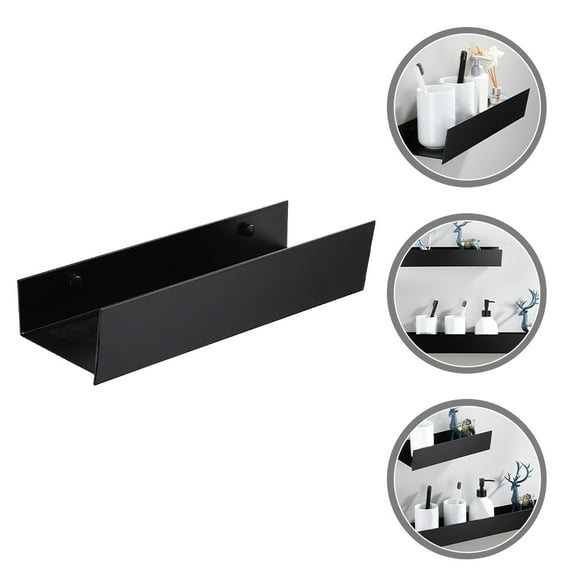 HAMPPLIES 1Set Black Floating Shelf for Homeowners Hotel Managers Bathroom Rack Waterproof Storage Solution