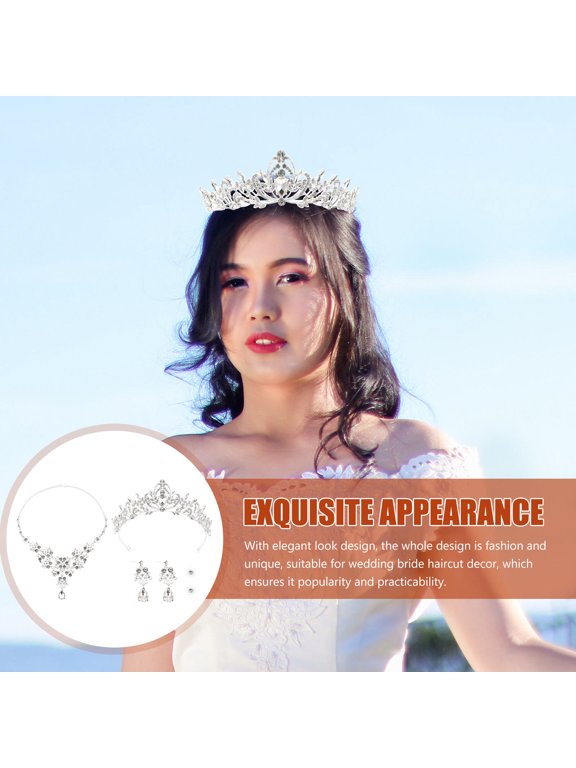1 Set Bridal Jewelry Set, Alloy Wedding Hair Accessory, Necklace and Earrings for Bride, Bridesmaid, Party, Prom