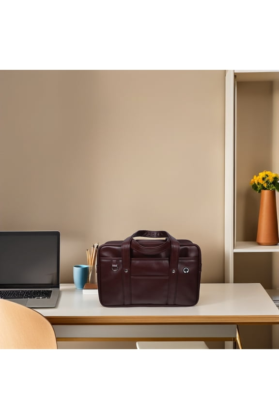 College Messenger Bag Set in Coffee PU , , , Spacious Interior for Men and Women, Ideal for School and Work
