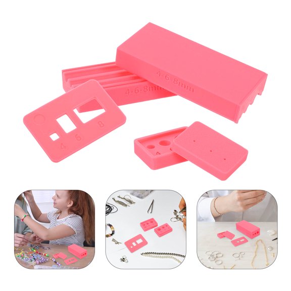 HAMPPLIES 1Set Craft Bead Roller Tool Set Rosy with Clay Mold Guides and Piercing Kit for Jewelry
