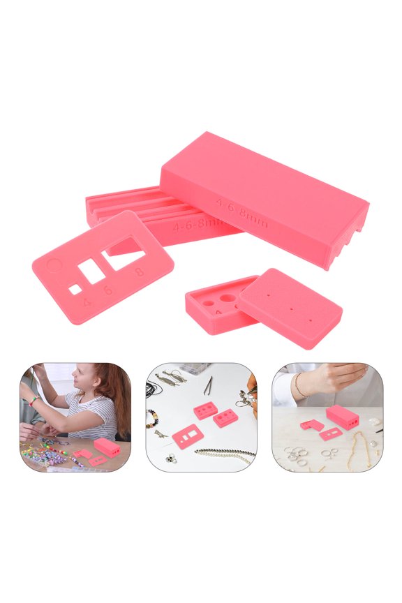 1Set Craft Bead Roller Tool Set Rosy with Clay Mold Guides and Piercing Kit for Jewelry