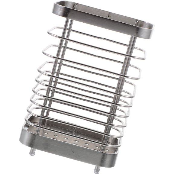 HAMPPLIES 1Set Cylindrical Chopstick Holder Stainless Steel Kitchen Use Water Drainage Storage Silver 5.9X3.9in