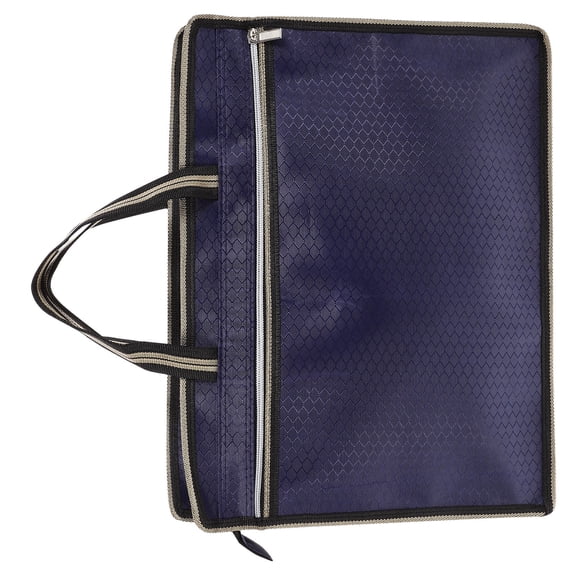 HAMPPLIES 1Set Dark Blue File Bag for Travel with Zipper and Aluminum Alloy Oxford Cloth