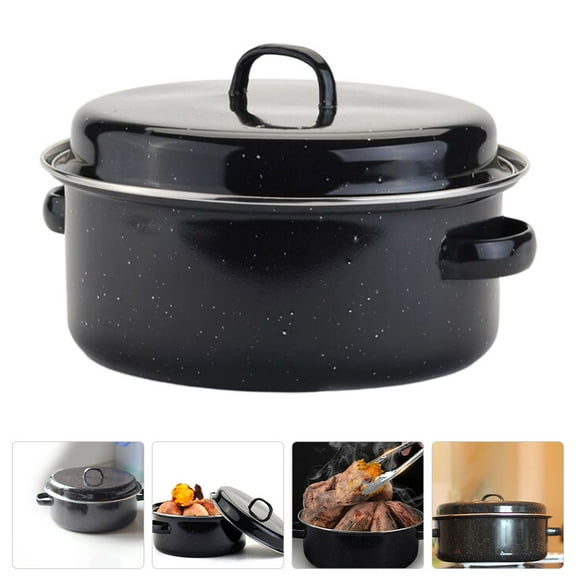 HAMPPLIES Large Round Roasting Pan Iron Roasting Families Family Meals 1 Set