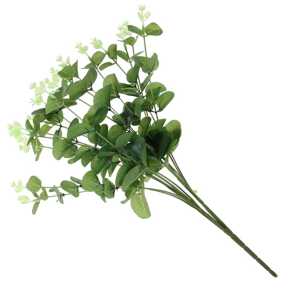 HAMPPLIES 1Set Faux Eucalyptus Leaves Stems for Home Office Decor Green Leaf Shape Realistic Visual Effects
