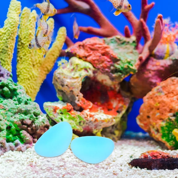 HAMPPLIES 1Set Glow in The Dark Rocks Sky Blue Frosted Glass Aquarium Gravel Decoration