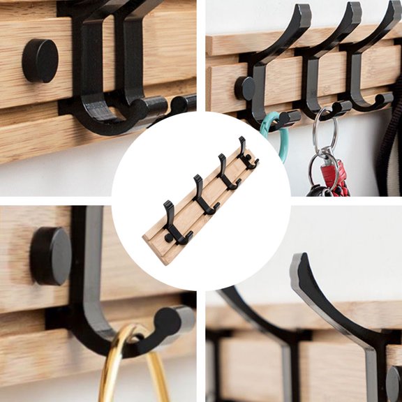 HAMPPLIES Khaki Wall Mounted Coat Rack, 1 Set Hanging Row Hooks for Clothes, Hats, Bags, Entryway Hallway Storage Organizer