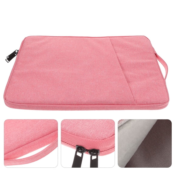 HAMPPLIES 1Set Pink Polyester Sleeve Bag for 15.6 Inch with Dustproof and Organizer Functions