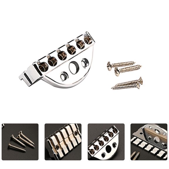 HAMPPLIES 1Set Plated Silver Headless Guitar String Lock Bridge Accessory Durable Practical Use