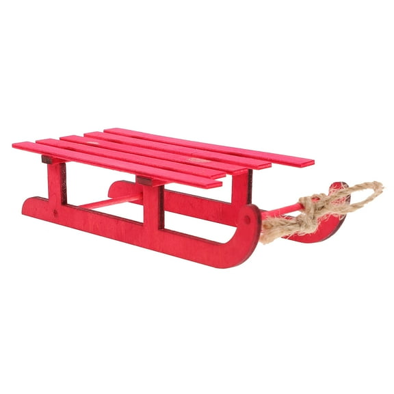 HAMPPLIES 1Set Sleigh Decor Wooden Sled Ornament For Office Users 12.5X0.98X0.98in