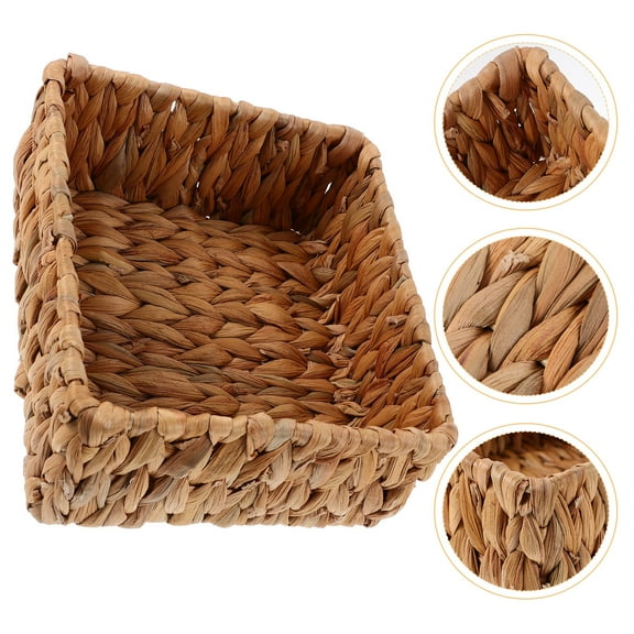 HAMPPLIES Basket For Desk Woven Basket Light Brown 1Set 7.47X7.47X3.54In