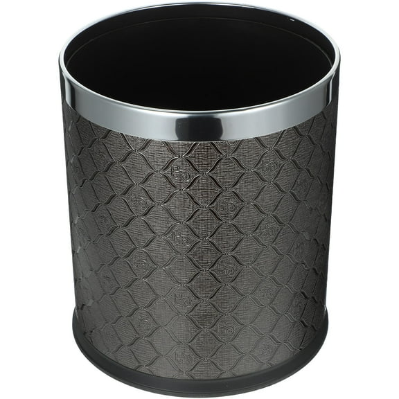 HAMPPLIES 1Set Trash Can Fireproof Leakproof Prevent Tipping Large Capacity Black Plastic for Office and Hotel