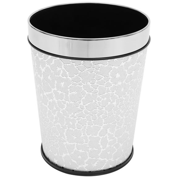HAMPPLIES 1Set Wastebasket Trash Can Office Silver Retro Style For Living Room