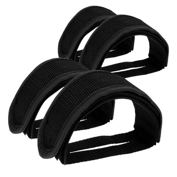 HAMPPLIES 2 Pairs Black Polyester Anti-Slip Adjustable Pedal Straps for Bicycles Feet Strap