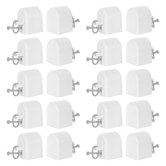 HAMPPLIES 20Pcs White Plastic Curtain Track End Caps for Home Window Rods Protect Rail Fittings and Stop Rollers