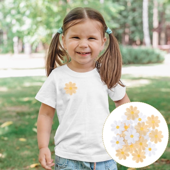 HAMPPLIES 20Pcs Embroidered Patches Iron On for Bags and Hats with Daisy Shaped Design