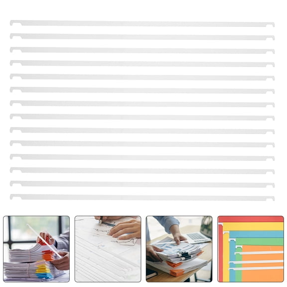 HAMPPLIES White Iron Hanging File Bars for Office Document Organization, 20 Pieces File Folder Accessories