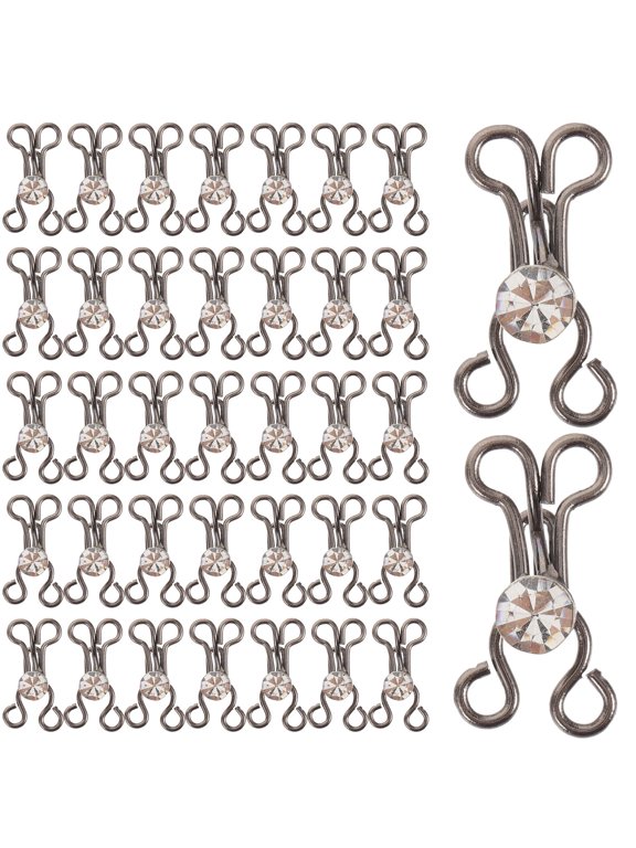 Black Metal Hook and Eye Closure for Clothing and Crafts 20Pcs