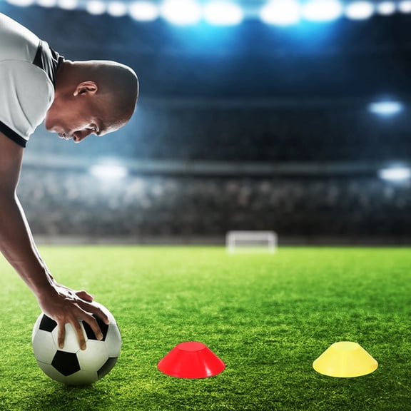 HAMPPLIES 20Pcs Mini Sports Training Cones for Football Practice Outdoor Games in Red and Yellow 5.1x5.1x1.6in
