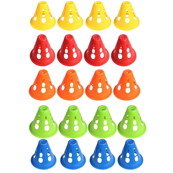 HAMPPLIES 20Pcs Plastic Sports Cones for Roller Skating Training Assorted Color Durable Roadblock Cones