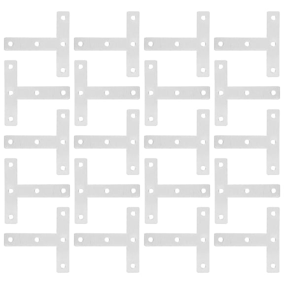 HAMPPLIES 20Pcs Plated Silver Stainless Steel T Shape Corner Bracket with High Strength for Home Use