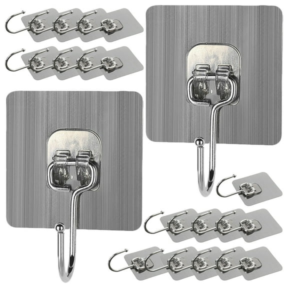 HAMPPLIES 20Pcs Small Adhesive Hooks for Hanging Stainless Steel Removable Wall Hooks