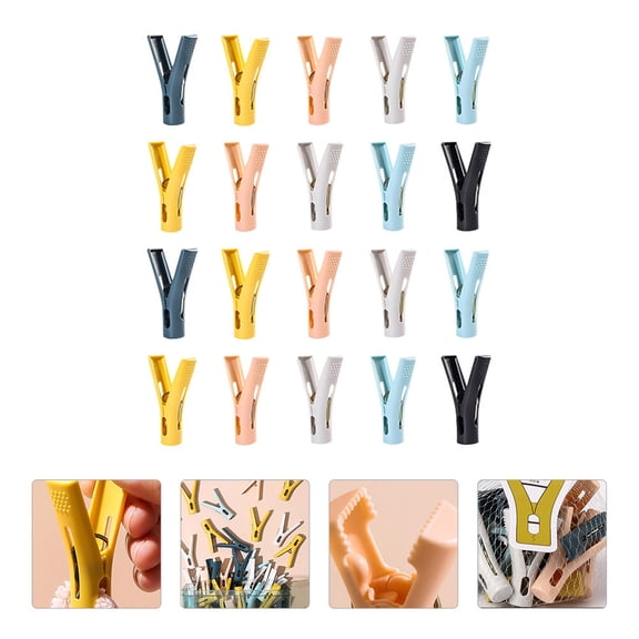 HAMPPLIES 20Set Sock Clips for Drying Clothes with Plastic Material