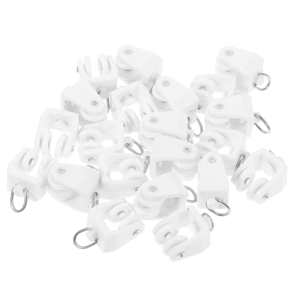 HAMPPLIES 20pcs Curtain Pulley Inserts Dual Wheel Curtain Track System for Window Treatments