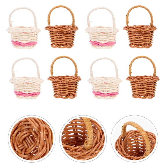 HAMPPLIES 24Pcs Miniature Flower Basket White Plastic for Home Decor Item Rustic Style