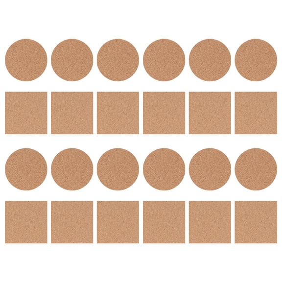 HAMPPLIES 24Pcs Self-adhesive Cork Coasters for Cups and Pots in Home and Office