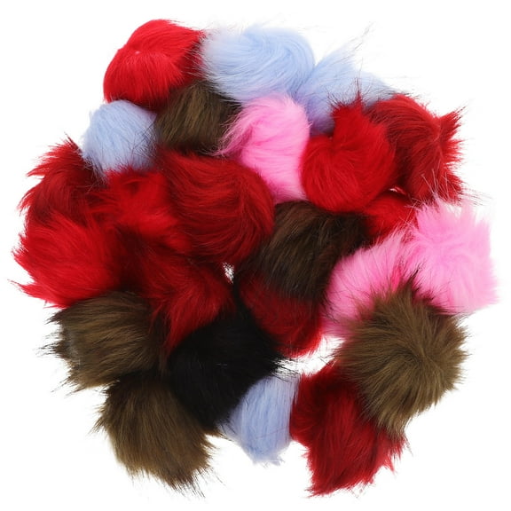 HAMPPLIES 24Pcs Simulation Fur Balls Assorted Color 3.1x3.1in Fluffy for DIY Projects and Sensory Play Craft Enthusiasts