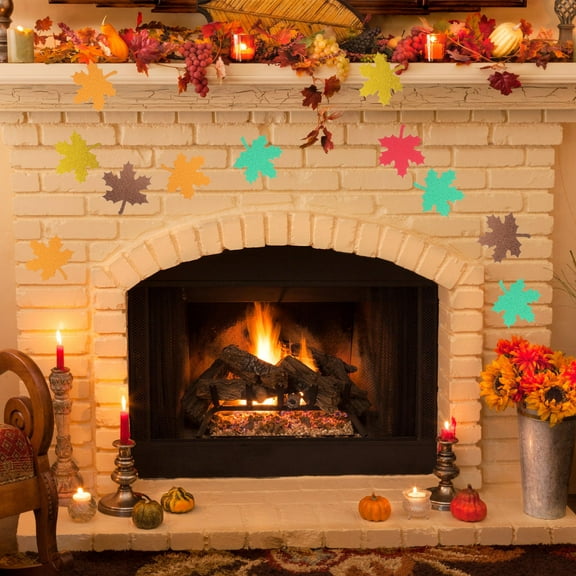 HAMPPLIES 25Pcs Paper Leaves Cutouts Assorted Color 3.9X3.1X0.04in for Thanksgiving Decorations