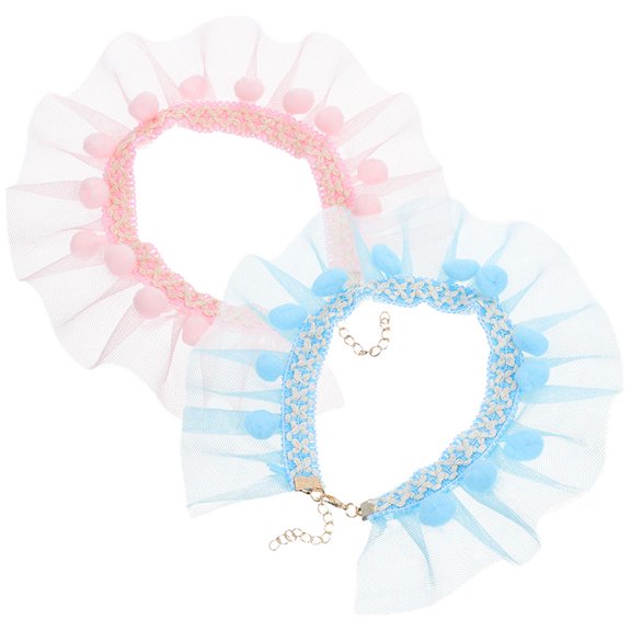 HAMPPLIES 2Pcs Adjustable Decorative Pet Collar Lace Design Comfortable Wear Resistant Material
