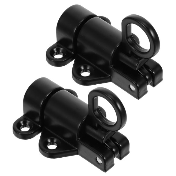 HAMPPLIES 2Pcs Aluminum Spring Loaded Door Bolt Latch with Fast Rebound and Self Locking Black
