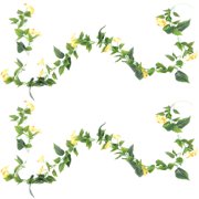 HAMPPLIES 2-Pack Artificial Morning Glory Hanging Vines Silk Garland for Outdoor Wedding Party Decoration in Yellow