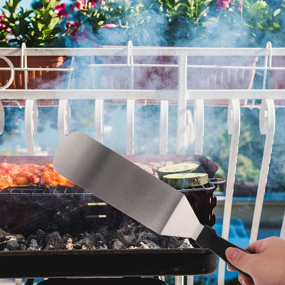 HAMPPLIES 2Pcs Barbecue Griddle Scraper for Metal Grill Spatulas 14.4X3.3X2.8in