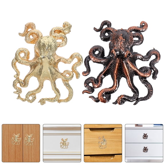 HAMPPLIES Set of 2 Coastal Octopus Cabinet Handles Zinc Alloy Beach Pulls for Home Decor