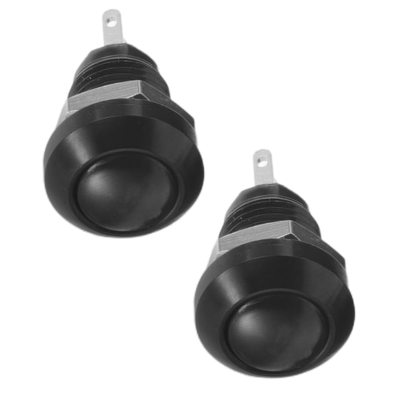 HAMPPLIES 2Pcs Black Alloy Body Momentary Push Button Switch for Car Dashboard Panel Mount 2 Terminal