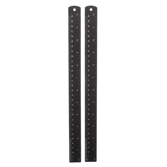 HAMPPLIES 2-Pack Black Aluminum Flat Rulers, Precision Measuring Tools for Woodworking, Crafting, Projects and