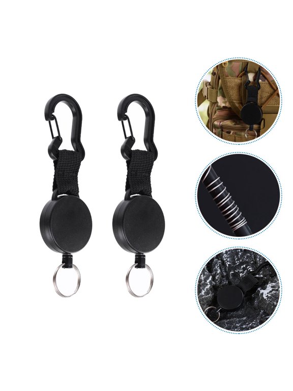 Anti-Lost Retractable Keychain, Heavy Duty, Black, High-Class Materials for Everyday, 2Pcs