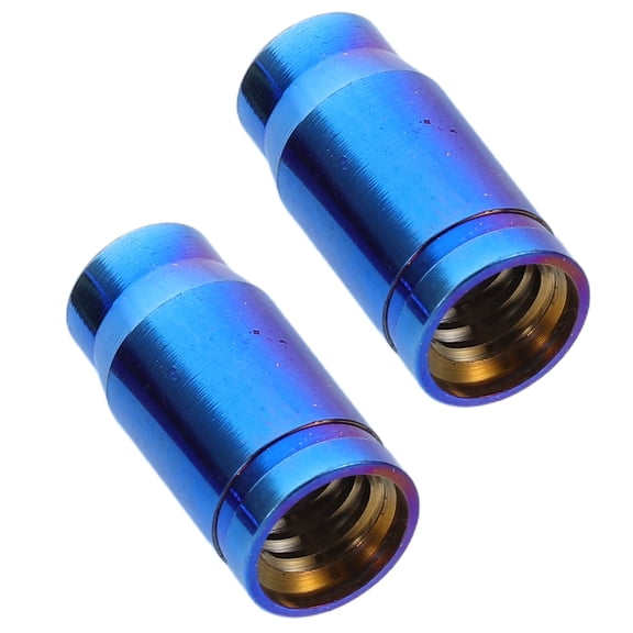 HAMPPLIES 2Pcs Lightweight Titanium Bicycle Valve Caps Blue Secure Fit for Road and Mountain Riding