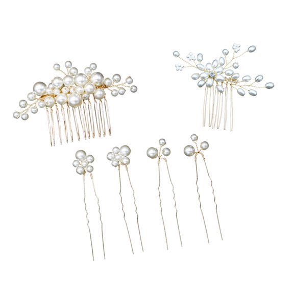 HAMPPLIES 2Pcs Bridal Headdress Hair Comb Set Golden Wedding Headpiece for Versatile Bride Hairstyles