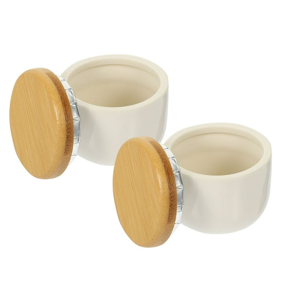 HAMPPLIES 2Pcs Ceramic Container Square White for Simple and Storage